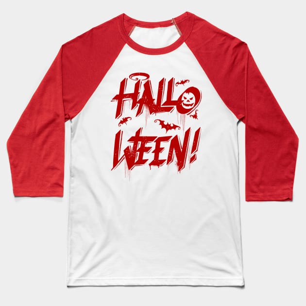 HALLOWEEN TEXT 2 Baseball T-Shirt by Krakatoa Art